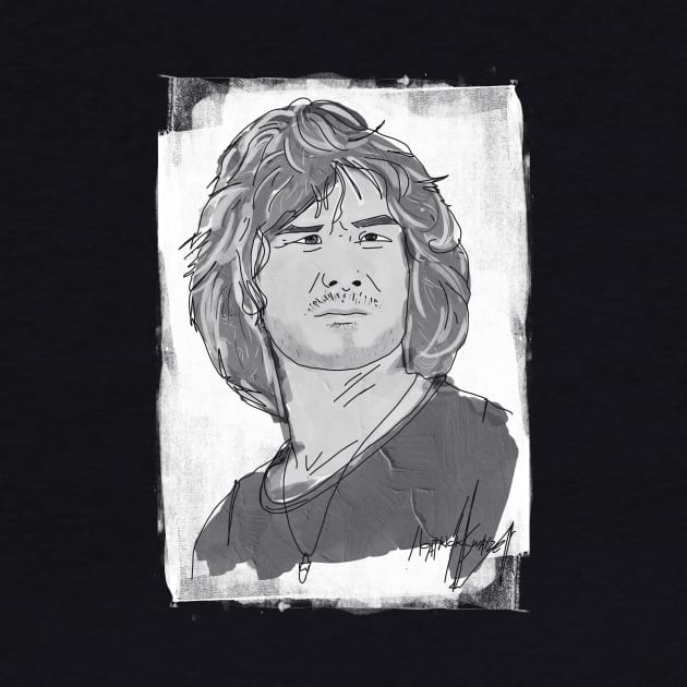 Watercolor - Patrick Swayze BW on Dark by GLORIADEWATA